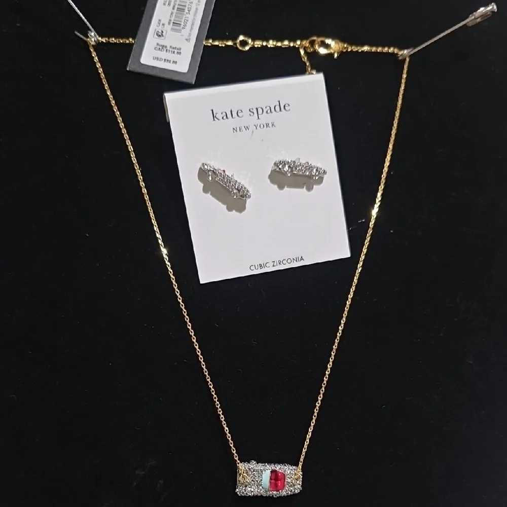Kate Spade Gold and Red Necklace Set.